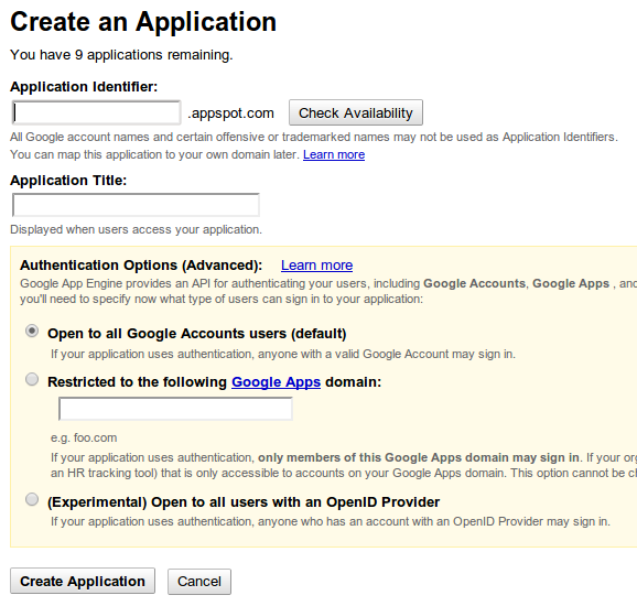 Create an Application
